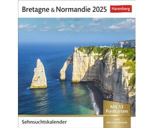 Bretagne & Normandie Calendrier 2025 Semainier avec 53 cartes postales : 53 cartes postales dans un calendrier hebdomadaire avec flair de vacances... À suspendre (calendrier désiré Harenberg)
