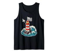 Bretagne Phare Breton Kawaii - Vagues et Gwenn ha Du Côtier Débardeur