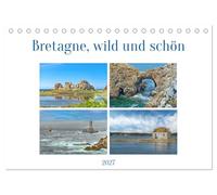 Bretagne, wild und schön (Tischkalender 2027 DIN A5 quer), CALVENDO Monatskalender: Zerklüftete Küsten, starke Brandung und mächtige Gezeiten prägen die größte Halbinsel Frankreichs, die Bretagne.