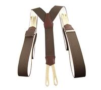 Bretelles à Boutons et Tresses Marron Unies - Bretelles larges vintage - Longueur 120 cm Largeur 3,5cm - Made in France - Taille 120cm ajustable à la taille - Bretelles de travail Large pour homme