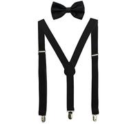 Bretelles de pantalon N&oelig ud papillon Lot - avec 3 Fort Clips élastique confortable Homme-Femme N&oelig ud papillon et bretel58