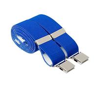 Bretelles de pantalon solides de 35 mm de large, 4 grandes pinces argentées robustes, tailles assorties jusqu'à 4XL et 17 couleurs, bleu marine, XXL (132 cm grande longueur)