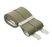 Bretelles de pantalon unies de 35 mm de large avec 4 clips argentés solides, tailles assorties jusqu'à 4XL et 22 couleurs réglables, vert olive, Standard (44 Inches Long)