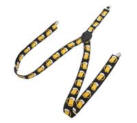 Bretelles Élastiques à Clip Noires, Motif Bière, pour Hommes | Élastique Réglable en Tissu, Forme en Y, Maintien Sûr pour Pantalon et Ceinture, Usage Barman