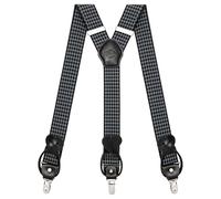 Bretelles Homme avec Options de Fixation par Clip et Bouton, 6 Boutons Inclus, Largeur 3,5 cm en Forme de Y pour les Tailles jusqu'à 200 cm, Acier Inoxydable, Plage de Réglage d'Élasticité Extra Large