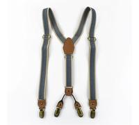 Bretelles Homme Larges 1Pc 2/2.5 * 120cm Mens Suspenders Unisex 4 Clips Y-Type Stripe Elastic Strap Braces Casual Accessory(B-Khaki-25mm)