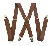 Bretelles Homme Larges 4 Clips Men's Suspenders For Men 2.5cm With Adjustable Elastic Trouser Braces Straps(Coffee)