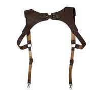 Bretelles Homme Larges Adjustable PU Leathers Unisex Suspenders For Men And Womens With Metal Clips(Brown)