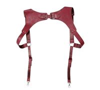 Bretelles Homme Larges Adjustable PU Leathers Unisex Suspenders For Men And Womens With Metal Clips(Red)