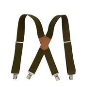 Bretelles Homme Larges Adult Suspenders 5cm 4 Clip X-type Widened Strong Clip Elastic Outdoor Travel Large Braces Men's Suspenders(Dark Green)