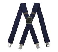 Bretelles Homme Larges Mens Suspenders Strong Metal Clips Wide 4 cm Heavy Duty Braces Adjustable And Elastic X Form Braces For Trousers(Deep Blue)