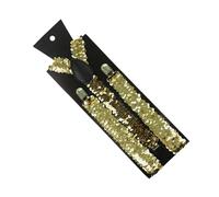 Bretelles Homme Larges Shinning Sequin Suspenders For Men And Woman Elastic Wide Adjustable Heavy Duty Strong Pant Clip Suspender Costume(Yellow)