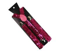 Bretelles Homme Larges Shinning Sequin Suspenders For Men And Woman Elastic Wide Adjustable Heavy Duty Strong Pant Clip Suspender Costume(Rose Red)