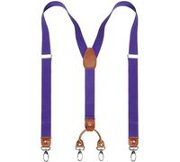 Bretelles Homme Larges Suspenders 2.5cm Width 4 Hooks Men/Women Suspender Y Back Adjustable Elastic Trouser Braces(Purple)