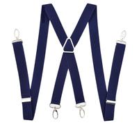 Bretelles Homme Larges Suspenders For Men Wide X Back With 4 Strong Hooks 2.5cm Women's Pants With Adjustable Elastic Trouser Braces Straps(Deep Blue)
