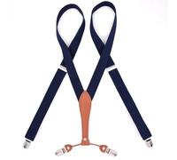 Bretelles Homme Larges Suspenders For Men Women 2.5cm Wide X-back 4 Clips Adjustable Elastic Trouser Braces Straps(Deep Blue)