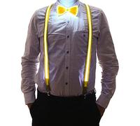 Bretelles lumineuses pour garçons et adultes - Ceinture LED réglable - Parfait pour les festivals de musique - Pour homme et adulte, jaune, taille unique