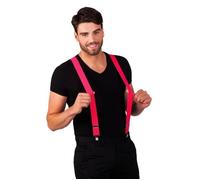 Bretelles néon rose - Accessoire pour soirée fluo - Blanc - Adulte - Mixte