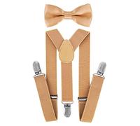 Bretelles pour enfant de qualité supérieure Axy - En forme de Y - Avec nœud papillon - 3 clips à la résistance très élevée - Couleur unie beige beige