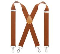 Bretelles pour homme 3,6 cm x dos large Bretelles pivotantes très résistantes avec 4 mousquetons, Café, taille unique