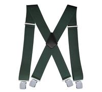 Bretelles pour homme - Largeur : 5 cm - Extra solides - Bretelles élastiques et réglables - Avec 4 clips en métal - Pour hommes jusqu'à 1,96 m, vert, 5cm*120cm