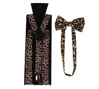 Bretelles pour Hommes en Forme Y - Mode Jaune Hommes Femmes Bretelles Nœud Papillon Set 2,5 Cm Large Leopard Bretelles Bretelles Nœud Papillon Femme,01
