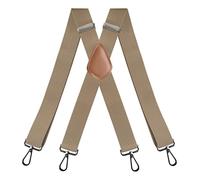 Bretelles Pour Pantalon Ouest Sangle à boucle for homme adulte à 4 clips, clip de sangle à boucle en cuir marron de type X noir Bretelles Réglables Pour Hommes ( Color : Khaki , Size : 3.5x120cm )