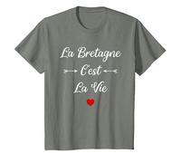 Bretonne Humour Amour Bretagne Femme Bretagne T-Shirt, Enfant, Vert Kaki chiné, 2 Ans