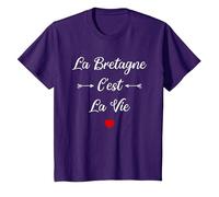 Bretonne Humour Amour Bretagne Femme Bretagne T-Shirt, Enfant, Violet, 3 Ans