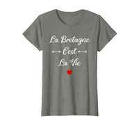 Bretonne Humour Amour Bretagne Femme Bretagne T-Shirt, Femme, Vert Kaki chiné, XS