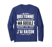 Bretonne Je ne Ferme Pas ma Gueule Breizh Humour Bretagne Manche Longue, Unisexe pour Adultes, Bleu Marine, L