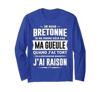 Bretonne Je ne Ferme Pas ma Gueule Breizh Humour Bretagne Manche Longue, Unisexe pour Adultes, Bleu Royal, XL