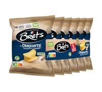 BRETS - Chips nature la craquante - Sel de Guérande - Pommes de Terre 100% Françaises - Extra Croustillantes - Produit en Bretagne - Format Individuels - les 6 sachets de 25g - 150g - Le Lot De 4