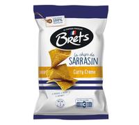 BRETS - Chips sarrasin à la crème de curry - Sarrasin 100% Français · Texture Épaisse et Ultra Croustillante · Produit en Bretagne · À Croquer, À Dipper, À Tartiner - le paquet de 120g - Le Lot De 4