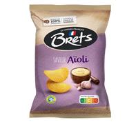 BRETS - Chips saveur aioli - Sans Colorants - Arôme Naturel - Pommes de Terre 100% Françaises - Extra Croustillantes - Produit en Bretagne - le sachet de 125g - Le Lot De 4
