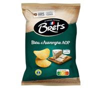 BRETS Chips Saveur Bleu d'Auvergne AOP - Pommes de terre françaises - Cuites à l'huile de tournesol - Sachet 125g - Lot de 6