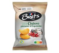 BRETS - Chips Saveur Chèvre et Piment d'Espelette - Sans Colorants · Arôme Naturel · Cuisinées à l'Huile de Tournesol · Pommes de Terre 100% Françaises - le paquet de 125g - Le Lot De 4