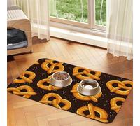 Bretzel de Dessin animé,Tapis d'alimentation pour Animaux de Compagnie, Sets de Table en Cuir PU pour Chats et Chiens,40x60cm
