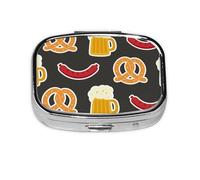 Bretzel et bière, boîte à pilules Meta à 2 compartiments, organiseur portable