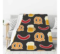 Bretzel et bière,Couverture Chaude en Flanelle Polaire pour literie, canapé et Voyage, 60 x 80 Pouces