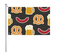 Bretzel et bière,Drapeau de jardin, bannière décorative, drapeau double face, 2 x 3 pieds, pour extérieur et intérieur