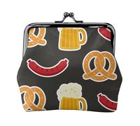 Bretzel et bière,Porte-Monnaie en Cuir PU, Petit Portefeuille, Pochette à Monnaie avec Fermoir Baiser