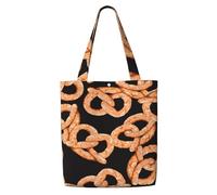 Bretzel frais,Sacs d'épicerie réutilisables, sacs fourre-tout de grande capacité, sac à bandoulière en toile