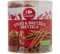 Bretzels et sticks pour apéritif, recette sans huile de palme, format familial 300 g, idéal pour partager à l'heure du goûter ou de l'apéritif - Lot de 4