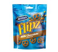 McVitie's Flipz Milk Chocolate Brezel, bretzels au sel croustillants au chocolat au lait, biscuits salés au goût sucré et salé pour un plaisir de grignoter unique, 1 x 90 g