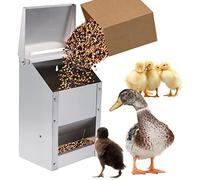 BREUAILY 4,5 Kg Mangeoire Poule en Metal Mangeoire Poule Automatique avec Couvercle Mangeoire Murale Distributeur Automatique de Nourriture pour Poules Canards Volailles