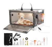 BREUAILY 55L Incubateur pour Chiots et Chatons Pliable Couveuse Chatons avec Chauffage D'aérations Surveillance de la Température et de l'humidité Boîte D'atomisation Animaux Compagnie