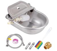 BREUAILY Abreuvoir automatique en acier inoxydable avec trou de drainage et tuyau tressé de 80 cm pour bovins, chevaux, moutons, chèvres, chiens