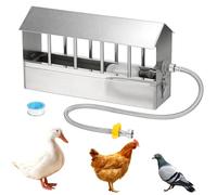 BREUAILY Abreuvoir Automatique pour Pigeon 2.6L Acier Inoxydable Volaille Automatique Abreuvoir Fontaine à Boire pour Pigeons avec Vanne à Flotteur de 1/2 Pouce et 80cm Tuyau Tressé