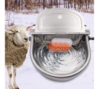BREUAILY Abreuvoir flotteur chauffant 220 V avec bouchon d'écoulement en acier inoxydable - Thermostat automatique - Résistant au gel - Abreuvoir pour chevaux, bovins, moutons, chèvres, chiens - 220 V